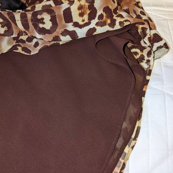 Coldwater Creek Leopard Print Button Top Lined Flowy Peasant Style Popover - Picture 7 of 9